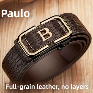 RONALDPOLO | Crocodile Pattern Leather Belt Automatic Buckle