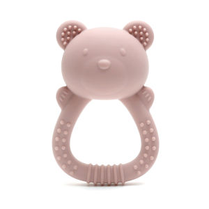 Baby Teether Toy - Cute Bear Shape with Rattle Sound - Soft Silicone BPA-Free - Soothing Sore Gums for Newborns & Infants