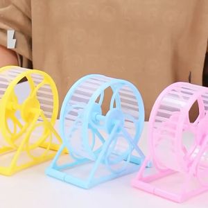 Plastics Pet Hamster Rat Mice Gerbils Running Jogging Wheel Small Toys Mute Pet Non-Slip Treadmill with Stand