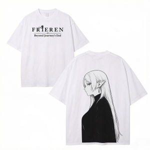 Bandai | Frelen Beyond The Finish Line T-shirt Vintage Gothic Style Late Century T-shirt Mens Clothing Short Sleeve Cotton T-shirt Top