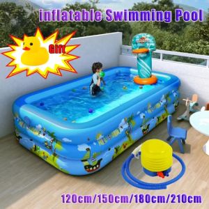 🔝Original+24hours delivery✅(free duck)Swimming pool for kids sale 1.2M/1.5M/1.8M/2.1M Inflatable Swimming Pool for Kids Family 3 Layers Thicken & Durable Outdoor Playing Bath Swimming Showering (With pump)