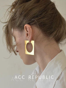 Original Fashionable Rectangular Metal Earrings Women's New 2022 Elegant Oversized Vintage Ear Jewelry Accessories