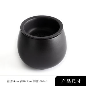 Retro Chinese Style Ceramic Tea Wastebasket with Filter Lid Desktop Small Size Lotus Flower Bamboo Hand-Painted Design