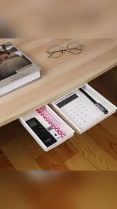 Under Desk Drawer Organizer Slide-Out Storage for Pens & Office Accessories with Self-Adhesive No Drill Installation Hidden Desk Storage for Office & Home