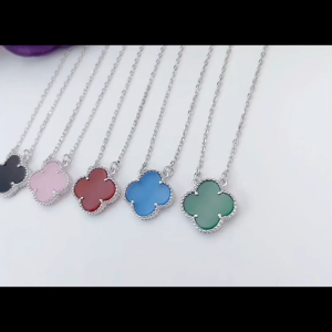 SilverWholesale #PH355 Platinum Plated Silver 925 Lucky Clover Necklace – Dainty Pendant for Good Luck