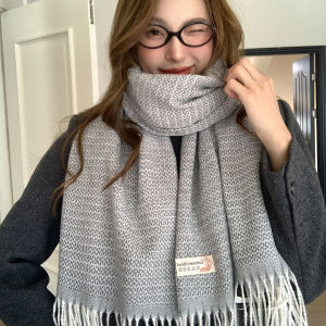 JIFANPAUL | Warm Tassel Snowflake Scarf Thick Knitted