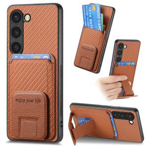 Invisible Foldable Stand Mobile Phone Case Compatible with Samsung Galaxy S24ultra S25Edge S23fe S22+ S21 Note20 with Card Holder Slot Protection