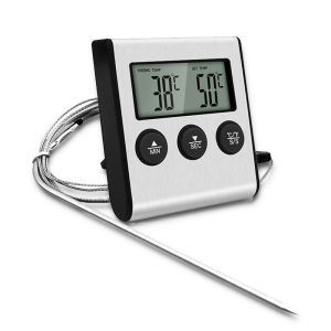 Digital Kitchen Cooking Thermometer Meat Food Temperature for Oven BBQ Grill Timer Function with Probe Heat Meter for Cooking