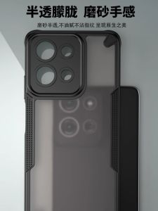 Motorola G75 G55 G35 Full Cover Phone Case with Air Cushion Anti-Fall PC Hard Back TPU Soft Edge Semi-Transparent Camera Lens Precision Hole Design Protective Shell