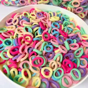 50Pcs/bag Colorful Basic Nylon Ealstic Hair Ties for Girls Ponytail Hold Scrunchie Rubber Band Kid Fashion Hair Accessories