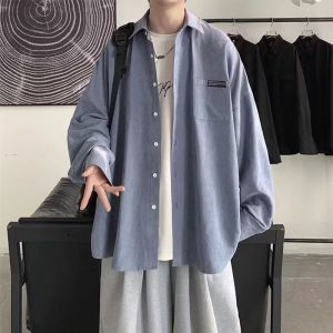 Japanese-Style Retro Workwear Shirt Mens Long Sleeves Spring and Autumn Loose Shirt Hong Kong Style Trendy Brand Versatile Casual Coat Tide