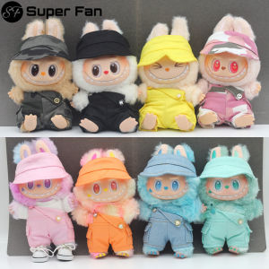 (แฟนตัวยง) สำหรับ17Cm Labubu จี้ผ้าแนวย้อนยุคหมวกกางเกงขายาวรัดรูปกราฟฟิตีสำหรับปาร์ตี้