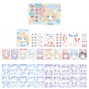 EPH Cute Pomelo Sisters Princess Makeup Sticker Kit Childrens DIY Coloring Book w/ Crystal Gem Decorative Sticker SZ310