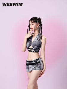 Weswim Womens Two-Piece Swimsuit 2024 New Style Breast Reduction Small Chest High Sensation Sweet And Spicy Niche Hot Spring Beach Photo