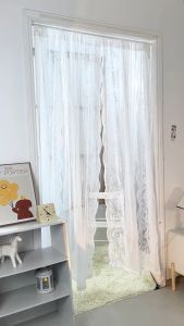 YANYANGTIAN Door Curtains Lace curtains Muslim-style white gauze curtains Without Punching Installation