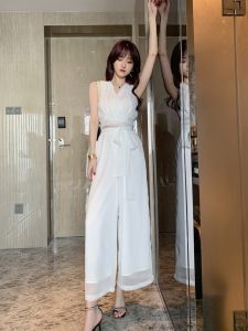 ZY·HT (Clearance - Coupons From 59RM) Summer Outfits for Women Two-piece Set Set Womens Fashion Suit Womens Overalls Jacket and Pants Suit V-neck Suit Sleeveless Suit Chiffon Shirt Suit Vest Suit Wide-leg Pants Two Pieces 3965 eravogue