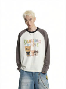 dangerouspeople | Contrast Digital Print Raglan Cotton T-shirt