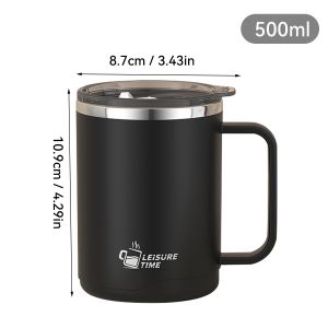 WORTHBUY | Ly Giữ Nhiệt Bằng Thép Không Gỉ Có Nắp Và Tay Cầm Dùng Cho Du Lịch Và Văn Phòng Cốc Trà Bằng Kim Loại