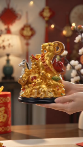 Lucky 12 Chinese Zodiac Sheep Statue 2027 Lunar New Year Table Ornament for Home Office Desk Decor