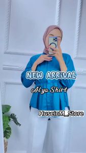 Alya Shirt Linen - Atasan Wanita - Kemeja Oversize Wanita Kerut Depan - Kemeja Linen Oversize