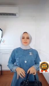 Briska Maxi Dress Jeans Size M L XL XXL: Outfit Hangout Wanita Dewasa New Series Arrival