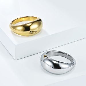 Nhẫn thép Titan đánh bóng tối giản cho phụ nữ món quà trang sức trơn phong cách đơn giản