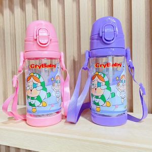 กระติกน้ำพลาสติกยืดหยุ่น หัวตัด CBB - พร้อมสายสะพายยาว - ขนาด 450 ml - งาน BPA free - ไม่แตกง่าย