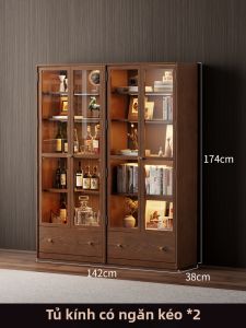 DONGMU | Tủ Sách Gỗ Chống Bụi có Cửa Kính cho Phòng Khách Sang Trọng