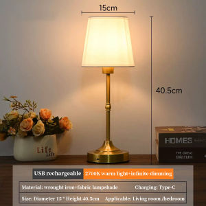 Cordless Table Lamps Rechargeable Battery Lamp with 3-Level Dimmable Fabric Touch Bedside Lamps for Bedroom Living Room