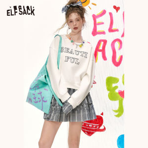 ELFSACK 2025 Summer New Arrivals Plaid Patchwork Hoodie Half Skirt Two-Piece Set For Women