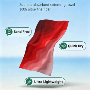 Red Floral Heart Beach Towel Sand Free Quick Dry Absorbent Thin Compact Towels for Swimming Pool Camping Beach Accessories