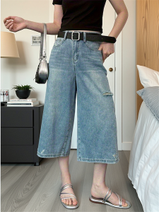 กางเกงขาสั้นผ้ายีนส์ทรงหลวมเอวสูงสไตล์ย้อนยุคสำหรับผู้หญิง กางเกงขายาวทรงตรง ทรงหลวม ทรงเข้ารูป ทรงหลวม ทรงเข้ารูป กางเกงขายาวทรงตรง