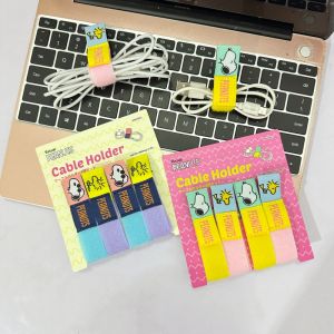 Snoopy Cartoon Cute Data Cable Organizer Magic Tape Earphone Arrangement Belt Computer Cable Tidy up Tool Canvas Material