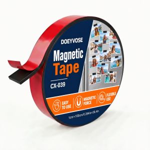Flexible Rubber Magnetic Tape Adhesive Back 10×1×100cm DIY Refrigerator Strip
