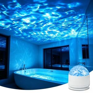 UOSU | 16 Colors Ocean Wave Projector Lamp USB Plug RGB Water Ripple Night Light with Remote Bedroom Room Ambient Lighting Home Decor
