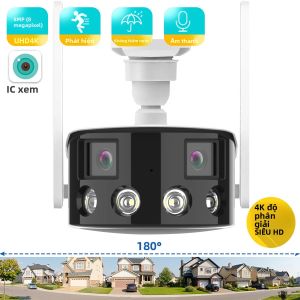 Camera IP 4K 8MP WiFi Giám Sát Ngoài Trời Với Tầm Nhìn Ban Đêm Màu Sắc 180 °   Camera An Ninh CCTV Chống Nước Góc Rộng Để Sử Dụng Trong Nhà/ngoài Trời