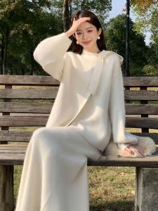 SHANGSHA | Elegant Noble Style Gentle Knitted Sweater Dress Set