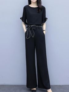 High Waist Wide Leg Pants Set Womens Summer 2023 New Style Elegantly Slimming Casual Two-Piece Set Fashionable And Stylish