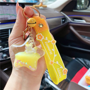 Colorful Unicorn Crystal Ball Keychain Cute Sandflowering Bottle Floating Key Holder Creative Gift for Girls Cartoon Element