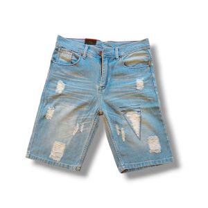 Celana Pendek Jeans Sobek Ripped Casual Denim Tebal