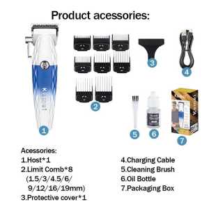 Kemei KM-1689A Professional Cordless USB Hair Clippers Electric Trimmer for Household and Hotel Use