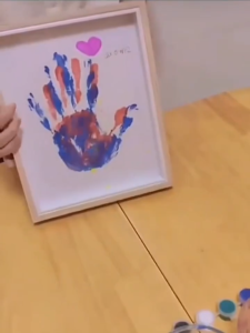 DlY Couple Hand Paint Shadow Box Frame paint with Paint Brush Set Wooden Handprint for Couple Set Original DIY Painting Photo Frame Handprint for Couple Baby for New Born Baby Couple Painting 8/10Inch Handmade Souvenirs