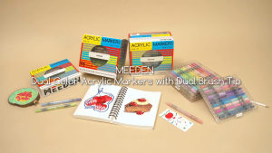 MEEDEN Acrylic Paint Markers Dual Tip: Brush Tip Acrylic Marker with Automatic Ink Control for Art Supplies - Quick Dry Paint Pens for Rock Wood Glass Easter Basket Stuffers