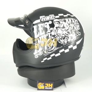 Helm Cakil HBC Rust Dust Black Doff Font White + Free Google | Helm Retro | Full Face | Jual Helm