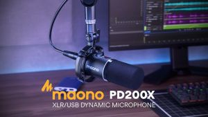 MAONO PD200X USB / XLR PODCAST DYNAMIC MICROPHONE WITH 2-IN-1 SMART KNOB CUSTOM DYNAMIC CAPSULE AND CONTROLLED RGB LIGHTING