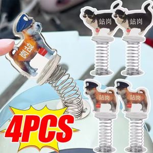 4Pcs Shaking Head Dog Figurine Car Dashboard Decor Spring Puppy Kitten Toy Car Car Center Console Ornament Car Interior Accessories