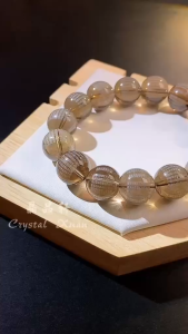 [现货] 14mm 茶晶心经手串｜稳心宁神 × 清理杂念 × 强化能量场｜Smoky Quartz Heart Sutra Bracelet｜Calm • Clarity • Protection