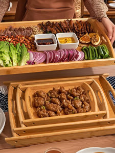 GIANXI | Bamboo Wood Rectangular Dual Handle Tray for Home and Hotel Use