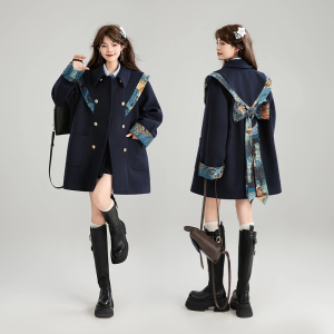 Keiko | Vintage Embroidered Cloud Shoulder Wool Coat