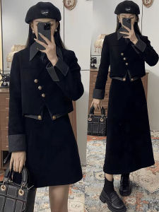 Bộ Đồ Hai Mảnh Thời Trang Xuân 2025 Áo Khoác Phong Cách Nước Hoa Và Chân Váy Cạp Cao Cho Nữ Bộ Đồ Hai Mảnh Chất Liệu Polyester Dài Tay